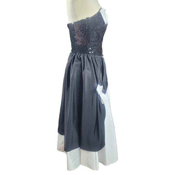 Nadine Vtg 80s Couture Dress Evening Gown Prom Corset Boned Winged Skirt Sequins - Picture 3 of 16